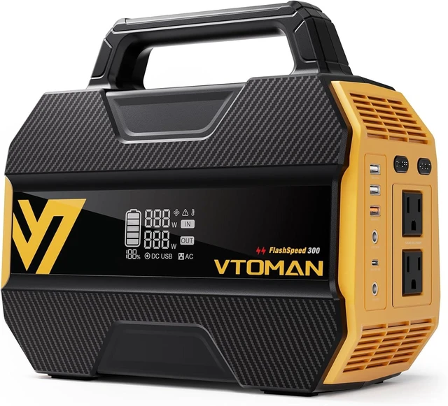 Main image of FlashSpeed 300 Portable Power Station, 300W 230Wh LiFePO4 Battery,3000 Life Cycles, 600W peak, 100W PD USB-C, Fast Charge, 6 Outputs, Outdoor Camping, Home Backup, RV, Off-Grid