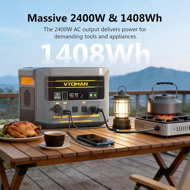 Alt view image 7 of 7 - FlashSpeed 2400 Portable Power Station, 1408Wh LiFePO4 (LFP) Battery,2400W(Peak 3200W), Full Charge in 58 Min, UPS,Solar Generator, for Home Backup Power, Camping, RV, Off-Grid, emergency