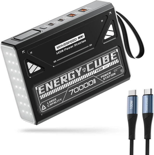 Main image of 260Wh Portable Power Station 70,000mAh Large Capacity Power Bank with 145W Output, USB-C Battery Pack for Laptop Charging, Camping & Emergency Power Generator with Flashlight