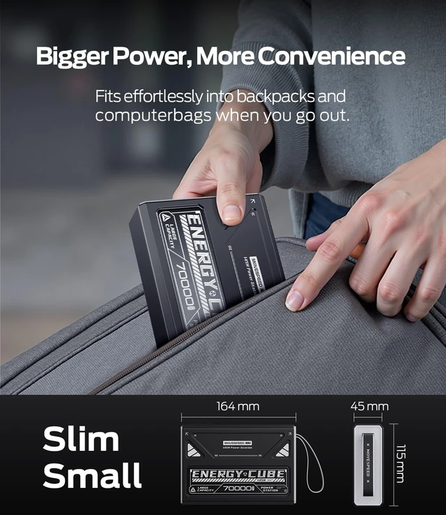 Alt view image 7 of 7 - 260Wh Portable Power Station 70,000mAh Large Capacity Power Bank with 145W Output, USB-C Battery Pack for Laptop Charging, Camping & Emergency Power Generator with Flashlight