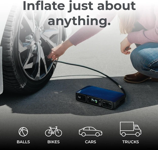 Alt view image 2 of 7 - Bolt Air 58830 Portable Car Battery Jump Starter | 100 PSI Air Compressor, 58.8Wh USB Power Bank, Emergency Floodlight & Charger, Jumps Cars SUVs & Trucks, Inflates Tires, TSA Approved Blue