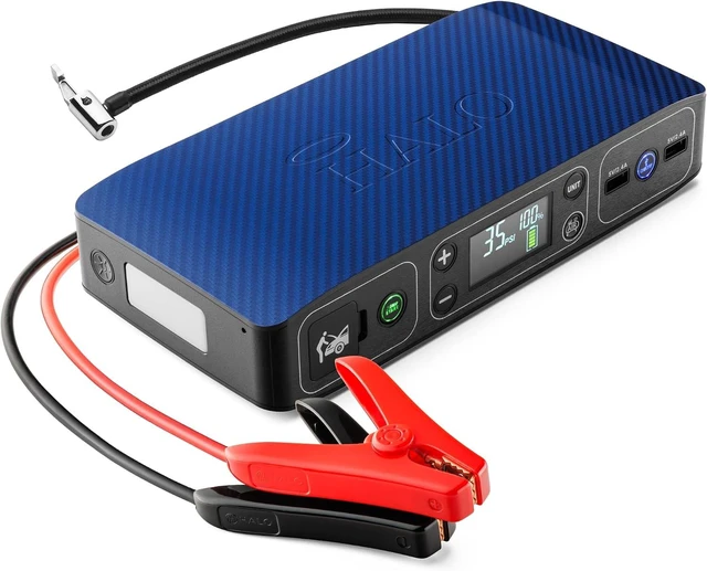 Main image of Bolt Air 58830 Portable Car Battery Jump Starter | 100 PSI Air Compressor, 58.8Wh USB Power Bank, Emergency Floodlight & Charger, Jumps Cars SUVs & Trucks, Inflates Tires, TSA Approved Blue