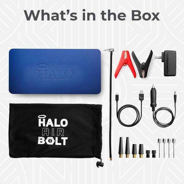 Alt view image 3 of 7 - Bolt Air 58830 Portable Car Battery Jump Starter | 100 PSI Air Compressor, 58.8Wh USB Power Bank, Emergency Floodlight & Charger, Jumps Cars SUVs & Trucks, Inflates Tires, TSA Approved Blue