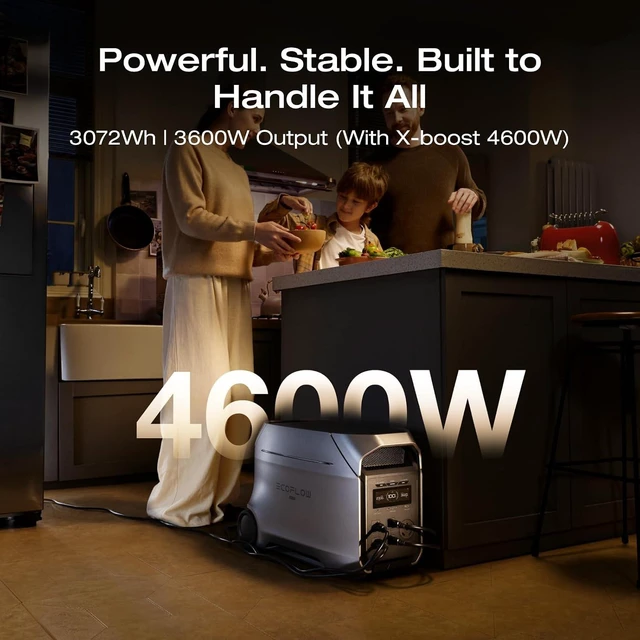 Alt view image 2 of 7 - DELTA 3 Ultra Plus 3072Wh Power Station with 2X220W Solar Panels,Portable Power Station with 3600W (7200W Surge) Output, Expandable to 11kWh, Solar Generator for Home Use, Camping, RV