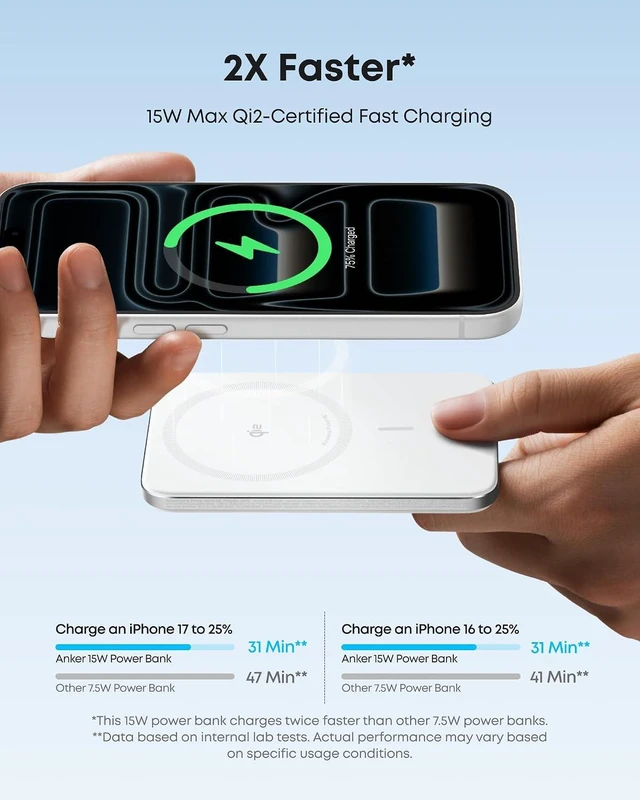 Alt view image 6 of 6 - Nano Magnetic Power Bank, 5,000mAh Qi2-Certified 15W Portable Charger,Ultra-Slim Travel Essentials: 0.34 in, Qi2 15W MagSafe-Compatible Battery Pack for iPhone 18 Pro Max/17 /16 Series and More
