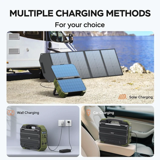 Alt view image 4 of 7 - 1600W Solar Generator, 1024Wh Power Station with Built-In 40W Panel,LiFePO4 battery, 3200W peak output, 100W USB-C, portable generator for emergency home backup, camping, RVs and power outages