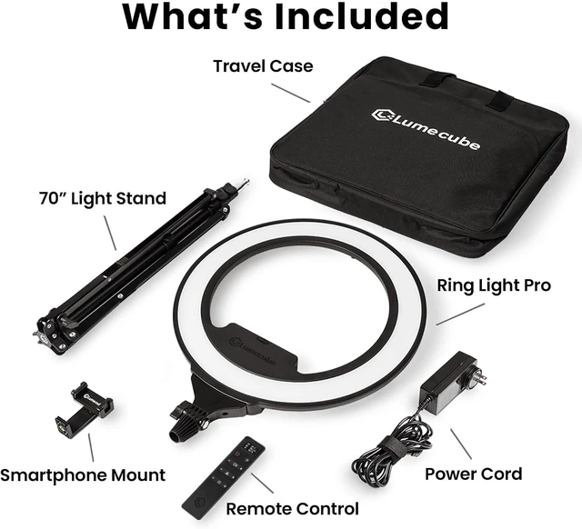 Alt view image 6 of 6 - Lume Cube Ring Light Pro | Wireless Professional Lighting for Photography, Streaming, Video | Fully Adjustable Color and Brightness | Includes Sturdy, Portable Tripod Mount and Padded Carrying Case