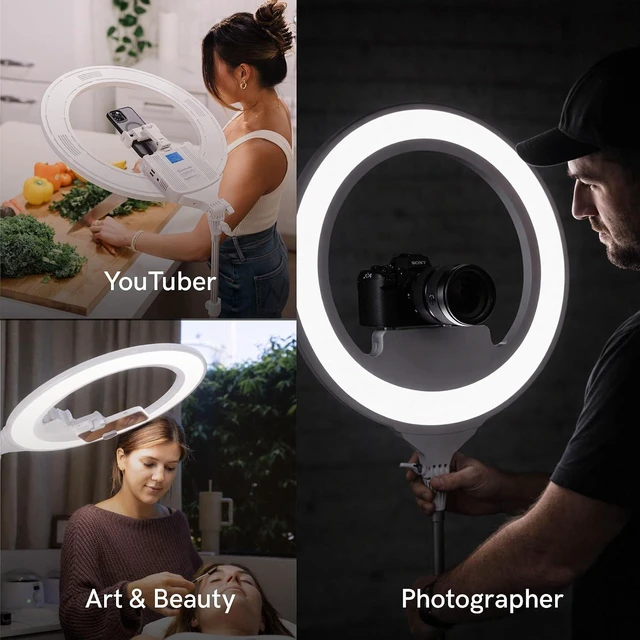 Alt view image 4 of 7 - Lume Cube Ring Light Pro | Wireless Professional Lighting for Photography, Streaming, Video | Adjustable Color and Brightness | Includes Sturdy, Portable Tripod Mount and Padded Carrying Case