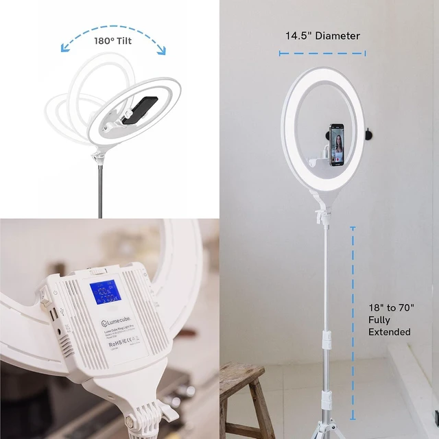 Alt view image 6 of 7 - Lume Cube Ring Light Pro | Wireless Professional Lighting for Photography, Streaming, Video | Adjustable Color and Brightness | Includes Sturdy, Portable Tripod Mount and Padded Carrying Case