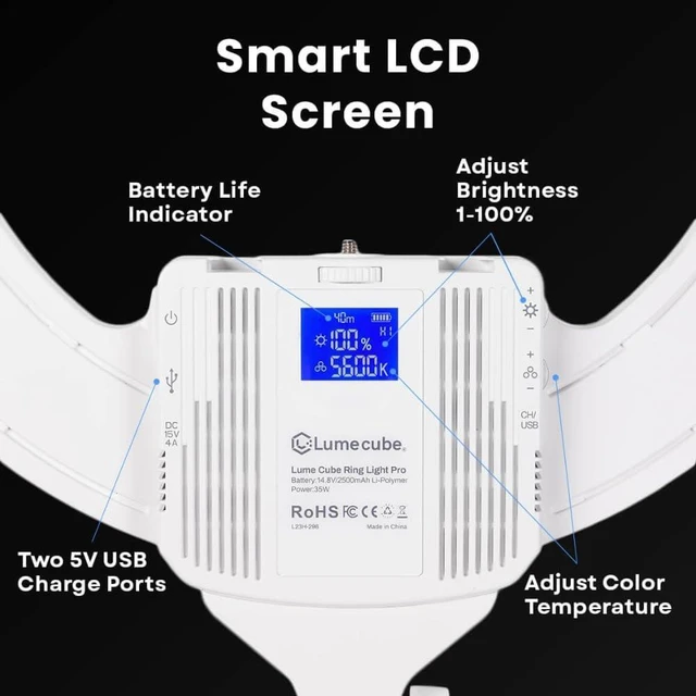 Alt view image 3 of 7 - Lume Cube Ring Light Pro | Wireless Professional Lighting for Photography, Streaming, Video | Adjustable Color and Brightness | Includes Sturdy, Portable Tripod Mount and Padded Carrying Case