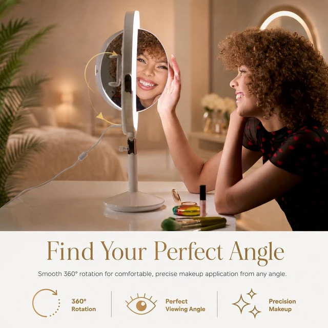 Alt view image 2 of 7 - Beauty Ring Light All-in-One Lighted Makeup Mirror & Ring Light, 10x Brighter, 98% Daylight Accuracy, Perfect for Aging Eyes, Video Calls & Content Creation
