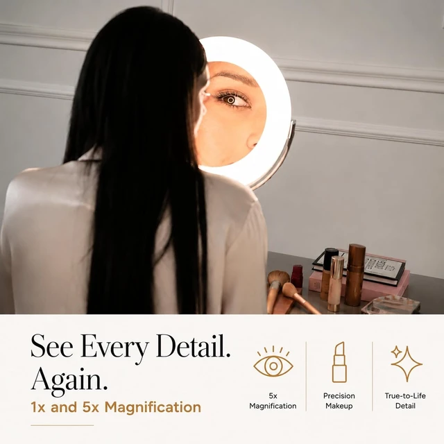 Alt view image 4 of 7 - Beauty Ring Light All-in-One Lighted Makeup Mirror & Ring Light, 10x Brighter, 98% Daylight Accuracy, Perfect for Aging Eyes, Video Calls & Content Creation