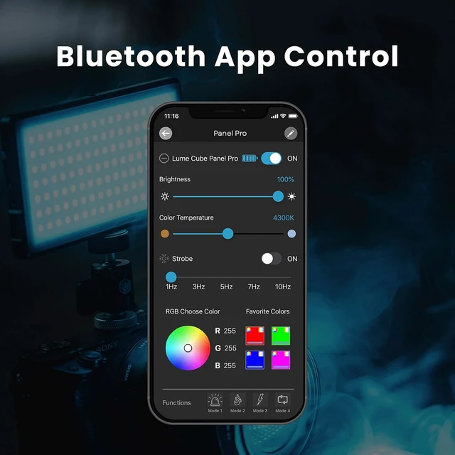 Alt view image 2 of 7 - Lume Cube Panel Pro 2.0 RGB Camera Light | for Photography & Videography, fits Sony, Nikon, Canon, Panasonic, Fuji, and More | Bluetooth App, Adjustable Color, Camera Mount & Diffuser Included