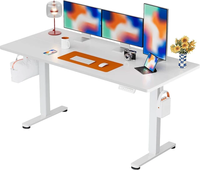 Main image of ErGear Height Adjustable Electric Standing Desk, 55 x 28 Inches Sit Stand up Desk, Memory Computer Home Office Desk, White