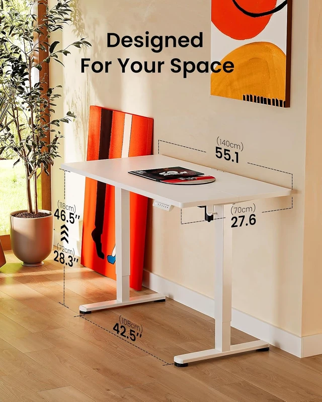 Alt view image 4 of 7 - ErGear Height Adjustable Electric Standing Desk, 55 x 28 Inches Sit Stand up Desk, Memory Computer Home Office Desk, White