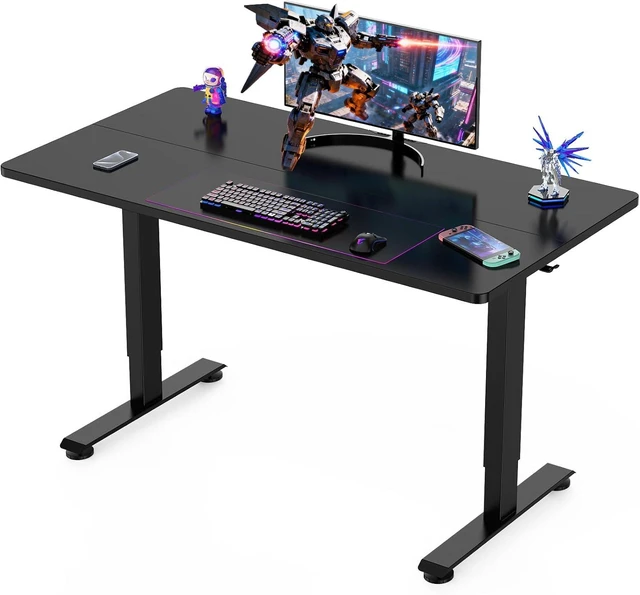 Main image of Veken 55 Inch Large Electric Standing Desk, Gaming Table, Black,Height Adjustable Sit Stand Up Computer Tables for Home Office, Study , Writing, Suit students, employees and group work