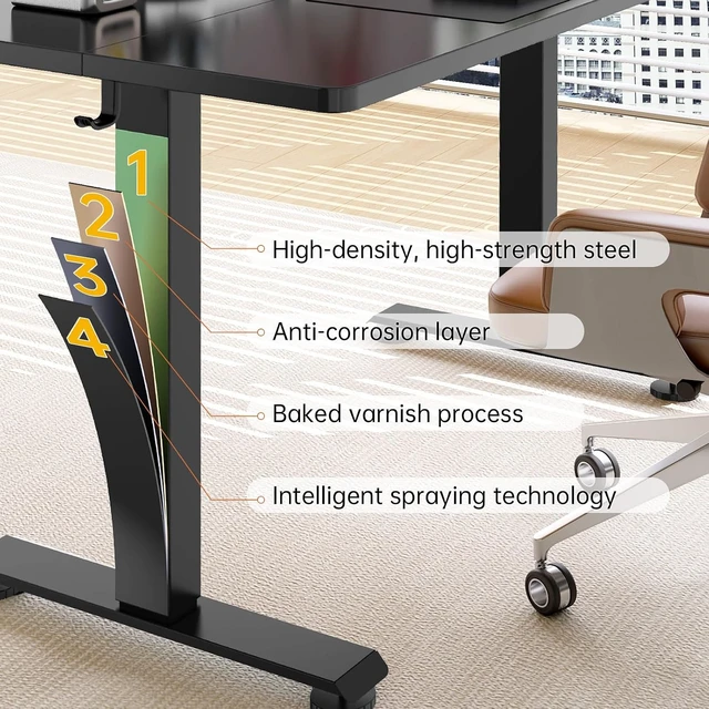 Alt view image 7 of 7 - Veken 63×27.6 Inch Large Electric Standing Desk, Gaming Table, Black,Height Adjustable Sit Stand Up Computer Tables for Home Office, Study , Writing, Suit students, employees and group work