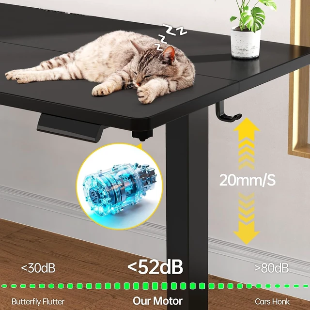 Alt view image 3 of 7 - Veken 63×27.6 Inch Large Electric Standing Desk, Gaming Table, Black,Height Adjustable Sit Stand Up Computer Tables for Home Office, Study , Writing, Suit students, employees and group work