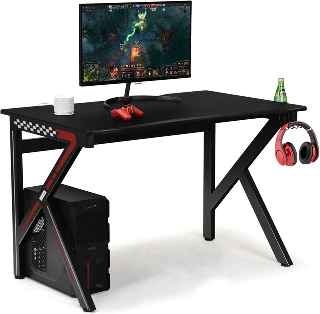 Main image of Tangkula Computer Desk Gaming Desk, E-Sports Gaming Workstation with Cup Holder & Headphone Holder, Ergonomic Gamer Table with Adjustable Feet Pads, Home Office Computer Desk PC Desk Table