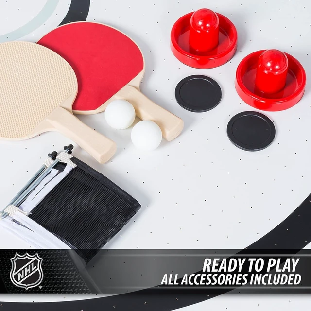 Alt view image 7 of 7 - EastPoint NHL Power Play, Air Hockey Table, Table Tennis Top, Arcade Games,Game Room Fun, Table Games, Built-In Leg Levelers, LED Scoring, Stadium Sounds, Light-Up Corners, Complete Set, Easy Setup