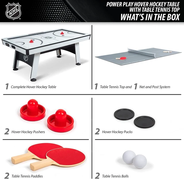 Alt view image 6 of 7 - EastPoint NHL Power Play, Air Hockey Table, Table Tennis Top, Arcade Games,Game Room Fun, Table Games, Built-In Leg Levelers, LED Scoring, Stadium Sounds, Light-Up Corners, Complete Set, Easy Setup