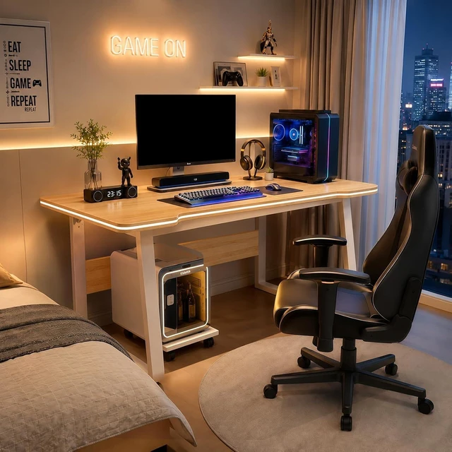 Alt view image 2 of 6 - Gaming Desk Computer Writing Table Student Art Modren Simple Style PC Wood Suitable Portable Desk for Home, Office