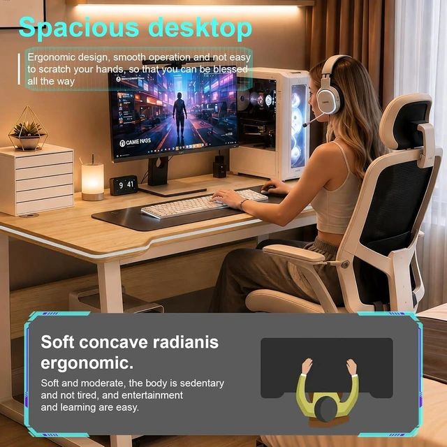 Alt view image 5 of 6 - Gaming Desk Computer Writing Table Student Art Modren Simple Style PC Wood Suitable Portable Desk for Home, Office