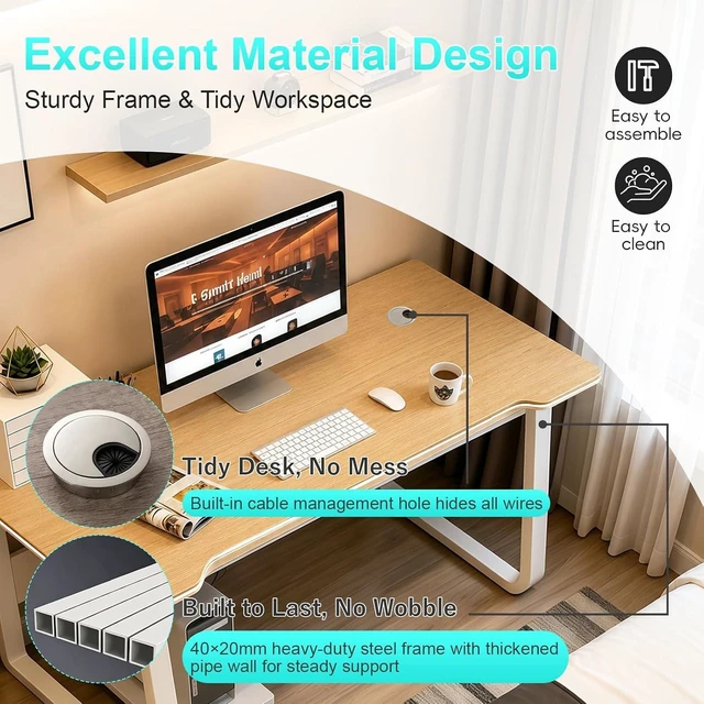 Alt view image 3 of 6 - Gaming Desk Computer Writing Table Student Art Modren Simple Style PC Wood Suitable Portable Desk for Home, Office
