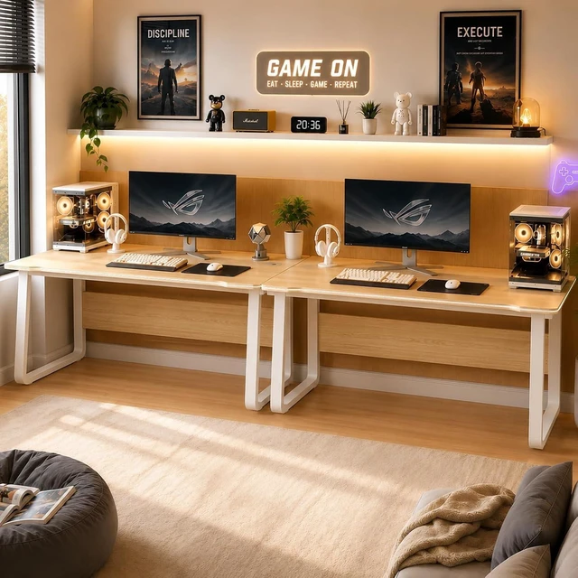 Alt view image 4 of 6 - Gaming Desk Computer Writing Table Student Art Modren Simple Style PC Wood Suitable Portable Desk for Home, Office