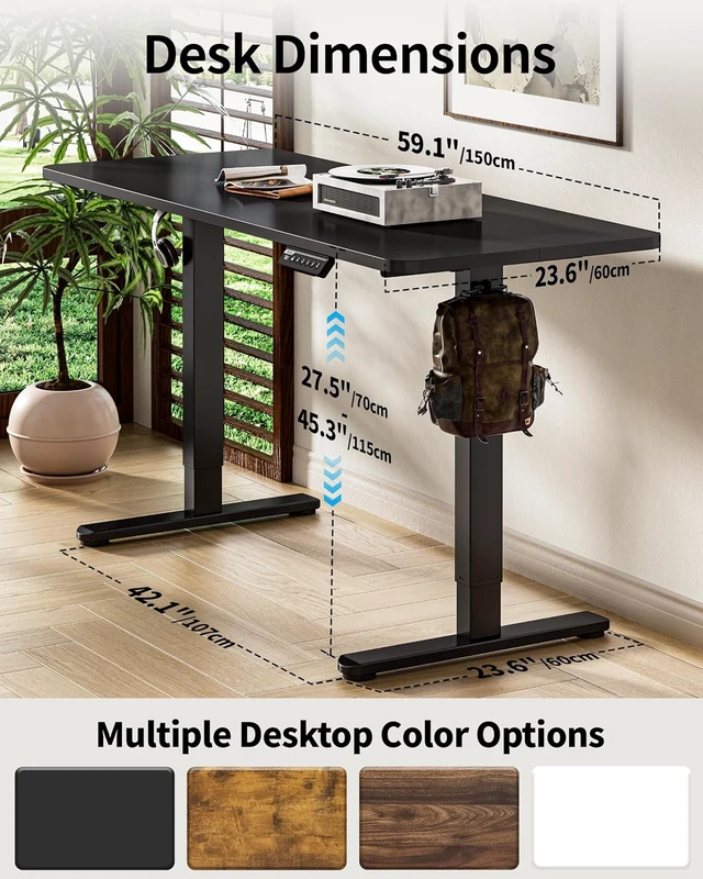 Alt view image 6 of 7 - Electric Standing Desk 60 x 24 Inch Computer Desk-Gaming Desk Black Home Office Desks Height Adjustable Memory Stand Up Computer Workstation