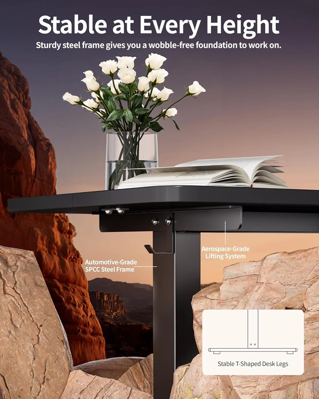 Alt view image 7 of 7 - Electric Standing Desk 60 x 24 Inch Computer Desk-Gaming Desk Black Home Office Desks Height Adjustable Memory Stand Up Computer Workstation
