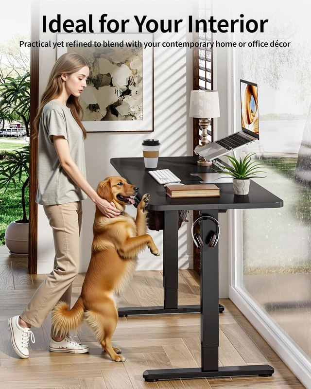 Alt view image 2 of 7 - Electric Standing Desk 60 x 24 Inch Computer Desk-Gaming Desk Black Home Office Desks Height Adjustable Memory Stand Up Computer Workstation