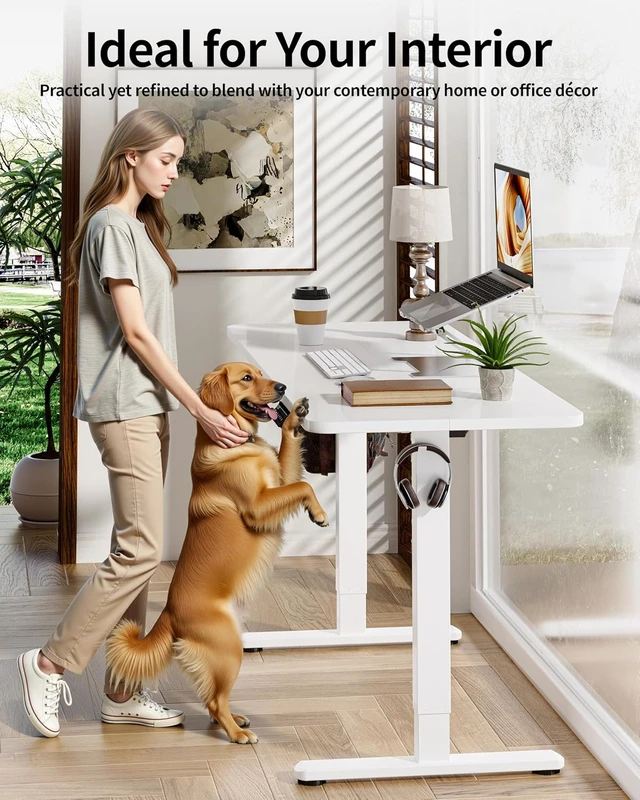 Alt view image 3 of 7 - Electric Standing Desk 60 x 24 Inch Computer Desk-Gaming Desk White Home Office Desks Height Adjustable Memory Stand Up Computer Workstation