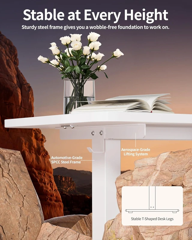 Alt view image 5 of 7 - Electric Standing Desk 60 x 24 Inch Computer Desk-Gaming Desk White Home Office Desks Height Adjustable Memory Stand Up Computer Workstation