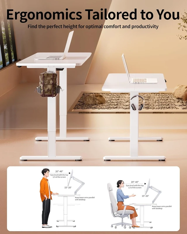 Alt view image 7 of 7 - Electric Standing Desk 60 x 24 Inch Computer Desk-Gaming Desk White Home Office Desks Height Adjustable Memory Stand Up Computer Workstation