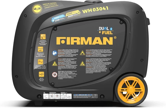 Alt view image 2 of 7 - WH03041 Dual Fuel Inverter Portable Generator 3300W Gas Propane Recoil Start, Quiet 58dB RV Ready TT-30R, Fuel Efficient Outdoor Camping Tailgating Recreational Power Supply