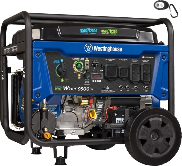 Main image of 12500 Watt Dual Fuel Home Backup Portable Generator, Remote Electric Start, Transfer Switch Ready, Gas and Propane Powered