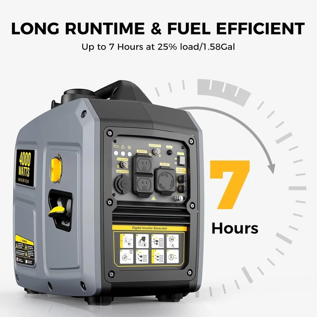 Alt view image 3 of 6 - 4000W Portable Inverter Generator for Camping and Home Backup Use,4000W portable inverter generator for home use, camping backup, super quiet, 3% THD, 1.3Gal tank, 48 lb, EPA compliant.
