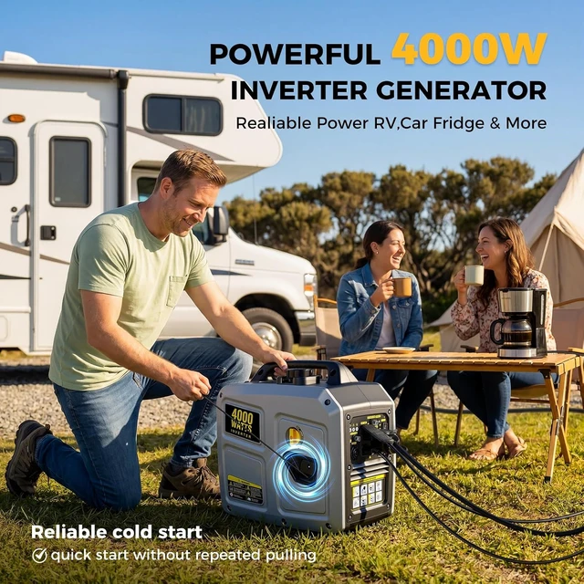 Alt view image 5 of 6 - 4000W Portable Inverter Generator for Camping and Home Backup Use,4000W portable inverter generator for home use, camping backup, super quiet, 3% THD, 1.3Gal tank, 48 lb, EPA compliant.