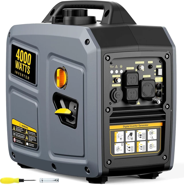 Main image of 4000W Portable Inverter Generator for Camping and Home Backup Use,4000W portable inverter generator for home use, camping backup, super quiet, 3% THD, 1.3Gal tank, 48 lb, EPA compliant.