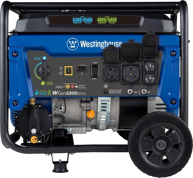 Alt view image 5 of 7 - 6500 Watt Dual Fuel Home Backup Portable Generator, Transfer Switch Ready 30A Outlet, RV Ready 30A Outlet, CO Sensor