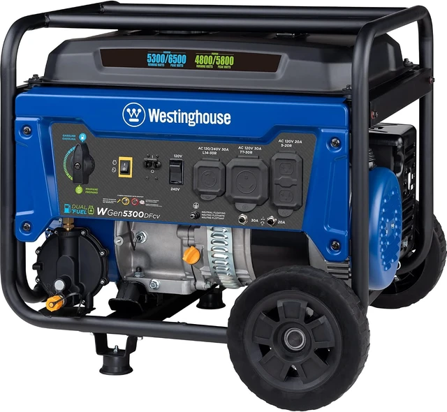 Alt view image 3 of 7 - 6500 Watt Dual Fuel Home Backup Portable Generator, Transfer Switch Ready 30A Outlet, RV Ready 30A Outlet, CO Sensor