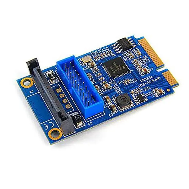 Alt view image 3 of 7 - Mini PCIE to USB 3.0 19-pin Expansion Card Riser Adapter SATA Power Mini PCI Express to Dual Ports USB Front Panel Socket Raiser
