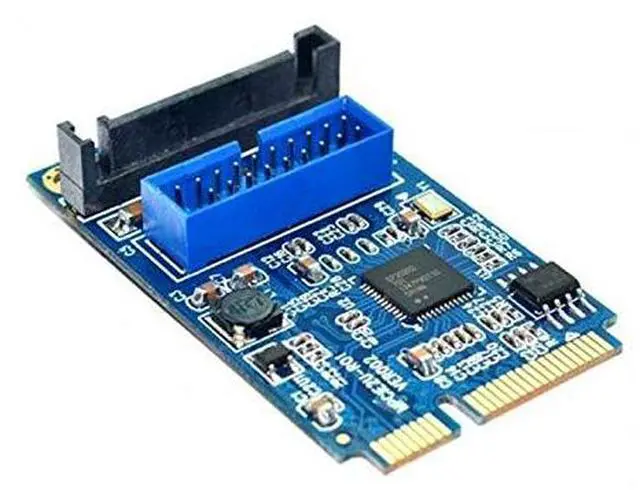 Alt view image 4 of 7 - Mini PCIE to USB 3.0 19-pin Expansion Card Riser Adapter SATA Power Mini PCI Express to Dual Ports USB Front Panel Socket Raiser