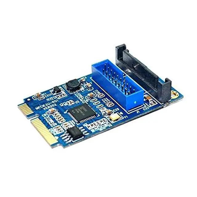 Alt view image 5 of 7 - Mini PCIE to USB 3.0 19-pin Expansion Card Riser Adapter SATA Power Mini PCI Express to Dual Ports USB Front Panel Socket Raiser
