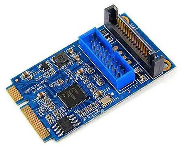 Alt view image 7 of 7 - Mini PCIE to USB 3.0 19-pin Expansion Card Riser Adapter SATA Power Mini PCI Express to Dual Ports USB Front Panel Socket Raiser