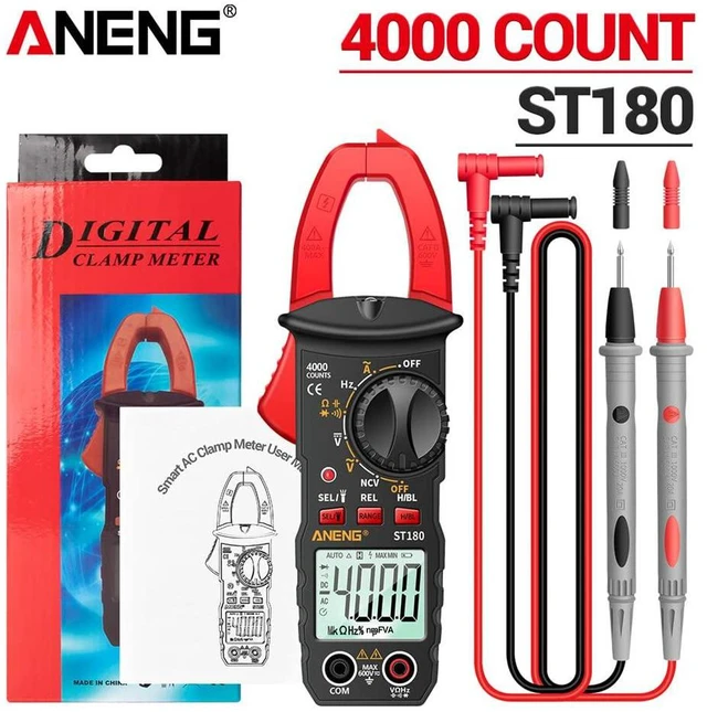 Alt view image 3 of 7 - ST180 4000 Counts Digital Clamp Meter AC Current Multimeter Ammeter Voltage Tester Car Amp Hz Capacitance NCV Ohm Tool - Red