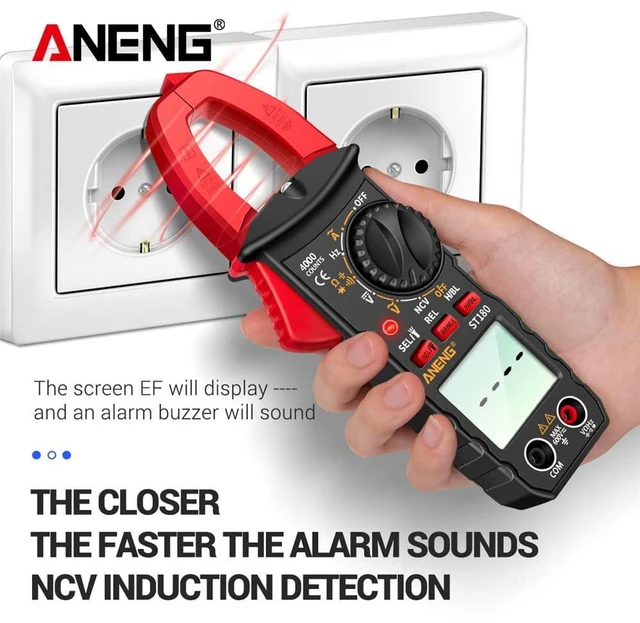 Alt view image 6 of 7 - ST180 4000 Counts Digital Clamp Meter AC Current Multimeter Ammeter Voltage Tester Car Amp Hz Capacitance NCV Ohm Tool - Red