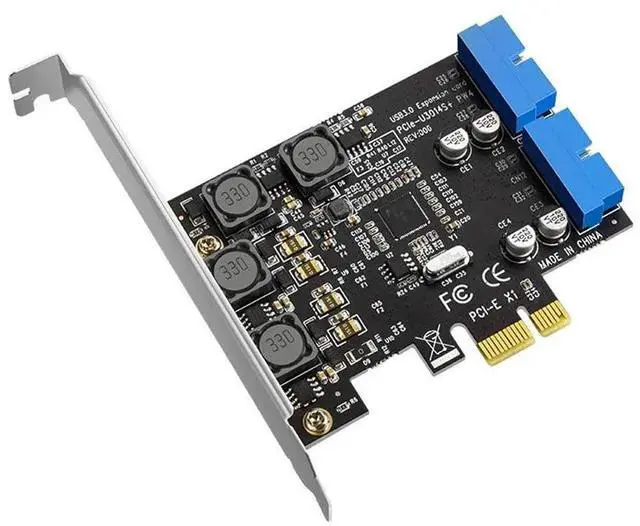 Alt view image 2 of 3 - PCIE to USB3.0 19/20PIN Expansion Card PCI-E PCI Express X1 to 4Port Front USB 3.0 5Gb Controller USB HUB Adapter for PC Desktop