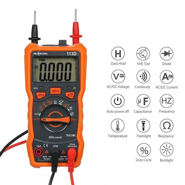 Alt view image 6 of 7 - RM113D NCV Digital Multimeter 6000 Counts Auto Ranging AC/DC Voltage Temperature Measuring Meter Flash Light Backlight Large Screen with Magnetic Suction